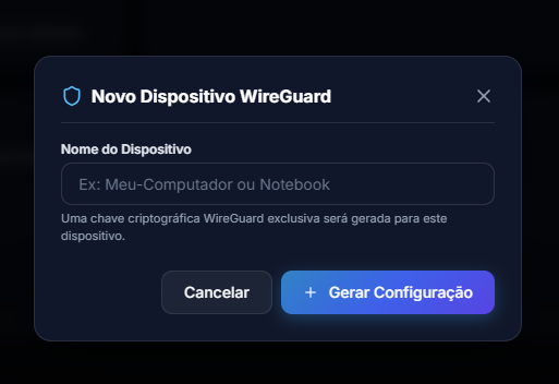 Gerar configuração do túnel